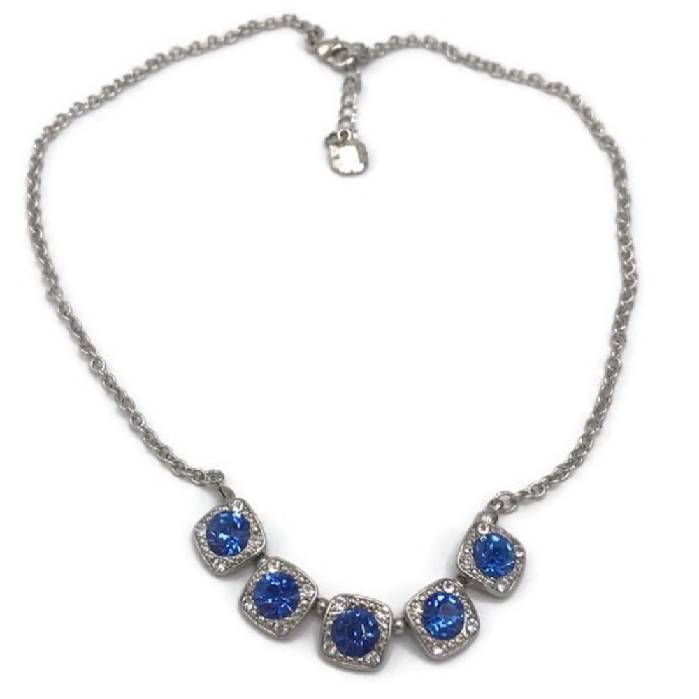 Monet Silver Blue Crystal Necklace